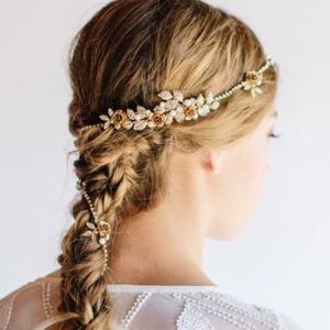 Embellished Rose Gold Leaf Wedding Hairpiece
